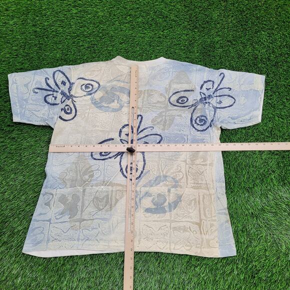 Vintage 90s Cherokee Butterfly Shirt Women L 23x26 Baggy AOP - Picture 3 of 12